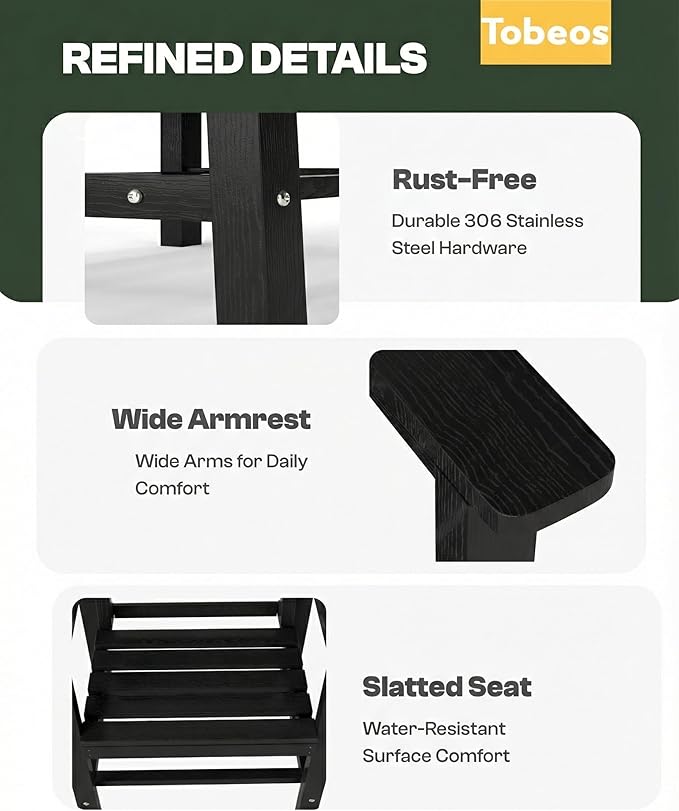 HDPE Outdoor Dining Set for 8, 9-Piece Outdoor Dining Table Set with 2" Umbrella Hole, Patio Table and Chairs Set with Aluminum Frame & Legs (Black)