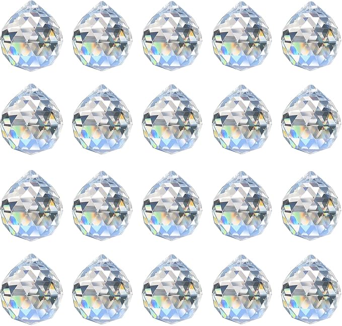 MerryNine Clear Crystal Sun Catcher Suncatcher Prism Ball Windows Hanging | 20 Pieces, 0.8"/20mm, Rainbow Maker, Crystal Beads, for Feng Shui, Home Room Decor, Indoor Windows, for Gift, DIY