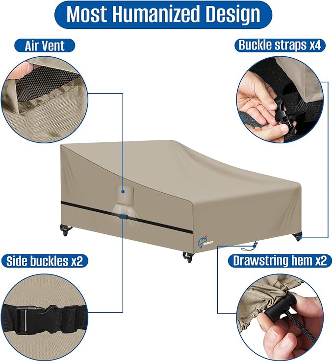 SIRUITON Garden Patio Rattan Daybed Cover Patio Bed Cover 69" W x 71" D x 31.5" H,Heavy Duty 420D Oxford Waterproof Outdoor Double Sofa/Patio Bed Lounger Covers