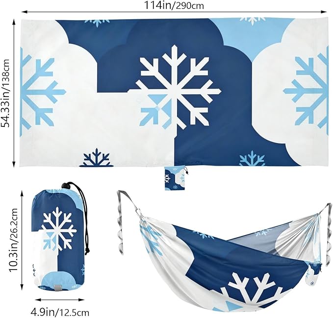 Snowflake Camping Hammocks with Hanging Rope Hammock for Outside Essentials