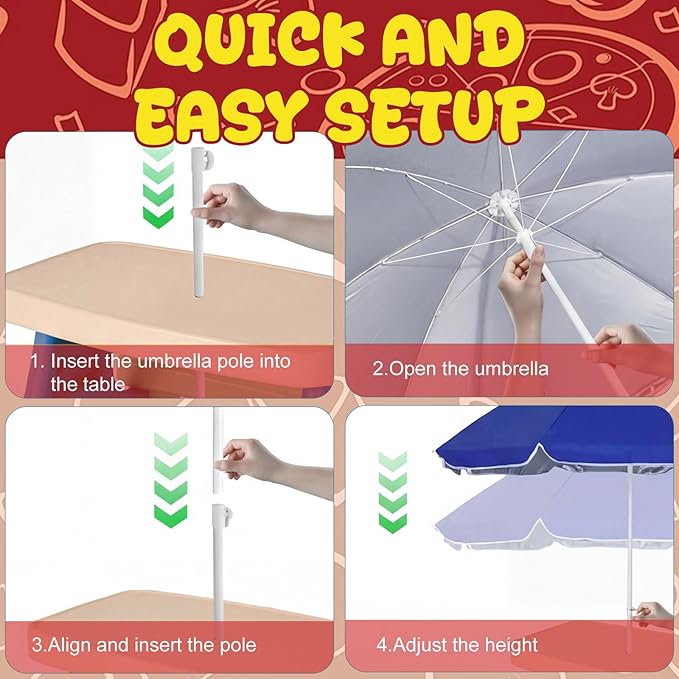 Dansydaisy Beach Umbrella for Water Table, Picnic Table Shade, 47 Inch Replacement Portable Outdoor Umbrella, UV Protection for Sand Play Camping Patio Garden, Tables Not Included