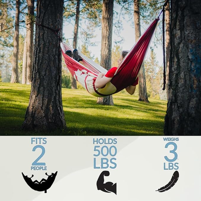 Rincon Official (Washington State University) University College Hammock - Premium 210T Nylon, Spacious 112 x 74 inches (LxW) Double & Single Camping Hammock - Portable Gear for Students and Alumni