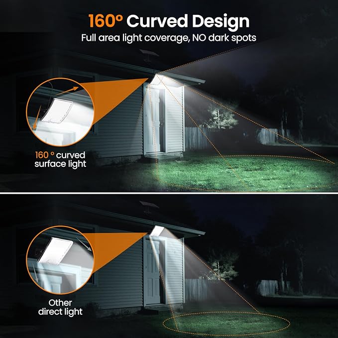 Solar Lights Outdoor Waterproof, Motion Sensor Outdoor Lights, 3 Modes 184 LED 150% Bright Upgraded Convex Lens 16.4 Ft Cord, Dusk to Dawn Solar Flood Light for Porch, Patio, Yard, Garage
