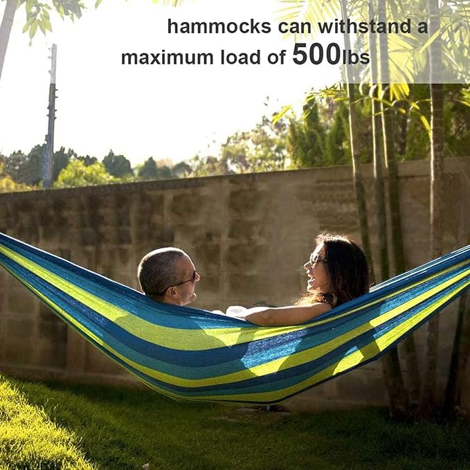 Camping Hammock, Outdoor Indoors Canvas Hammock Can Bear 500Lbs, Lightweight Portable for Garden, Backyard