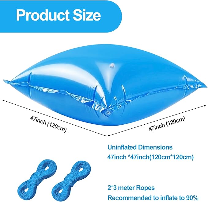 SheeChung Patio Furniture Cover Airbag,Square 47"x47" Patio Table Cover Inflatable Air Pillow,Outdoor Furniture Cover Airbag with Ropes Support Prevents Leaves,Water and Snow Pooling