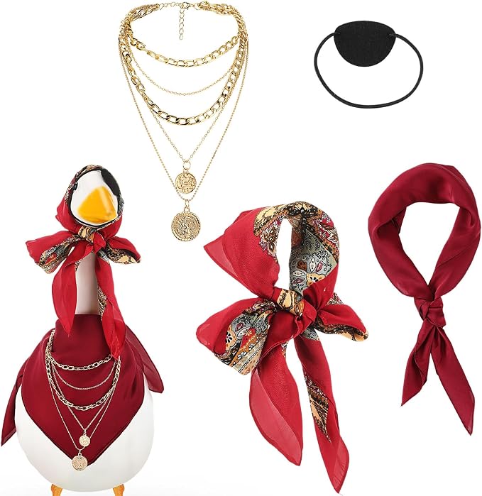 Bikini Porch Goose Outfits with Sunglasses and Swimming Tube for 23" Summer Goose Costume Garden Patio Statue Decor(Pirate)