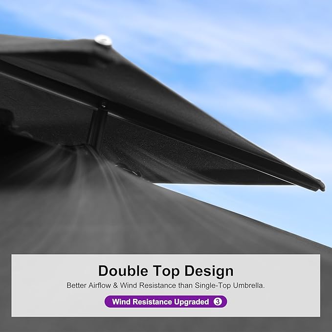 PURPLE LEAF 10 FT Cantilever Patio Umbrella Outdoor Umbrella with 220lbs Base Large Square Windproof Offset Umbrella for Pool Deck Garden, Graphite Grey