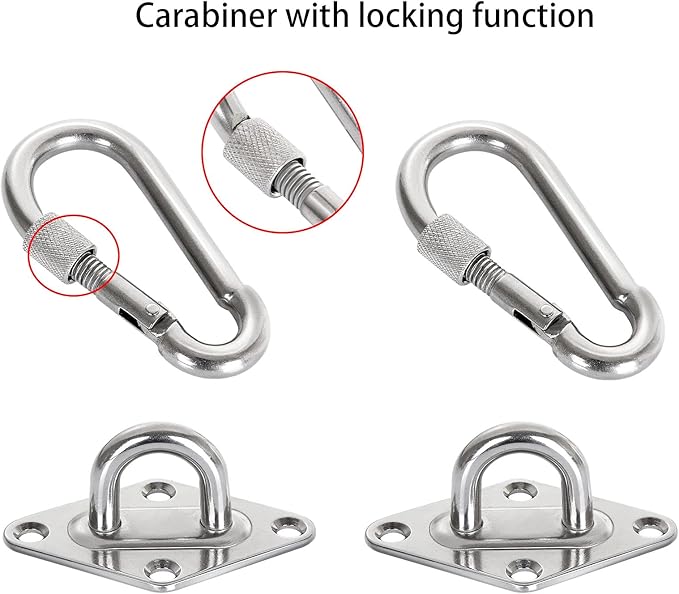 1100 lb Heavy Duty Hammocks Hooks, 2 Pcs M8 Yoga & Brazilian Hammock Hanging Kit for Hammock Stands, Ceiling Hook for Hammocks Hanging Kit, Swing Hanging, Wall/Ceiling Mount, Indoor & Outdoor