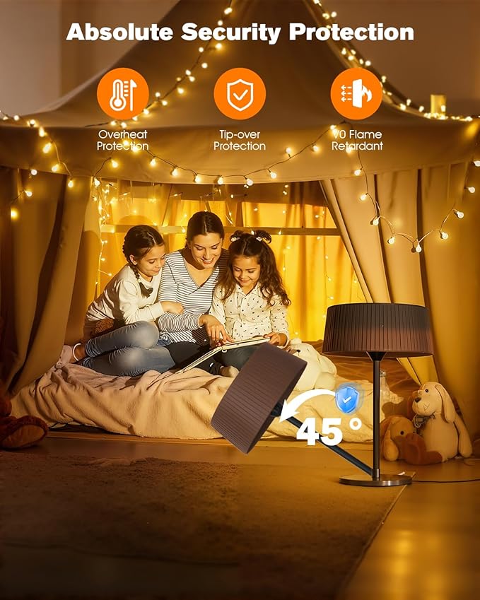 Electric Outdoor Heater for Patio, 1500W Infrared Heater for Indoor & Outdoor, IP55 Waterproof, Fast Heating, Tip-Over Protection, Perfect for Garden, Balcony, Garage (brown, tabletop)