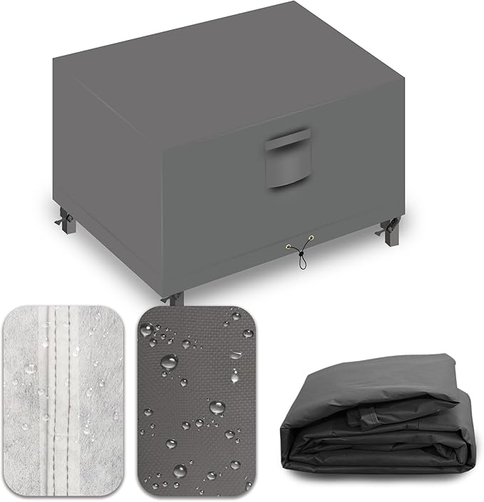 Heavy Duty Patio Furniture Covers Waterproof, 600D Outdoor Furniture Cover Waterproof for Sectional Sofa Couch, Outdoor Dining Table and Chair Set Covers 68''L x 38''W x 28''H, Grey