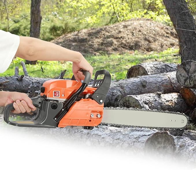 Chainsaw,58cc 20 Inch Gas Powered Chainsaw,8500rpm 2-Cycle Handheld Cordless Petrol Chainsaw Optional for Trees Wood Farm Garden Ranch Forest Cutting Logging Machine 20Inch