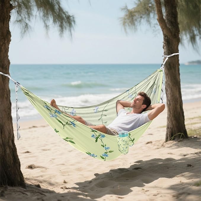 Turquoise Vintage Flowers 330lb Capacity Hammocks for Camping with Hanging Rope Hanging Hammock for Indoor Outdoor Patio capas para la Lluvia