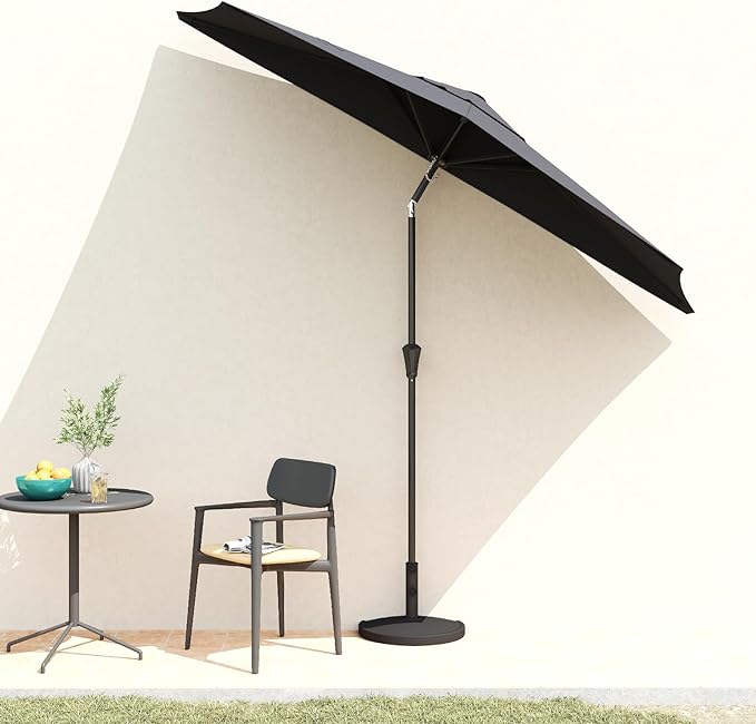 Helios&Hestia 9 ft Small Half Round Wall Outdoor Market Patio Umbrella with Tilt and Crank for Garden, Deck, Balcony