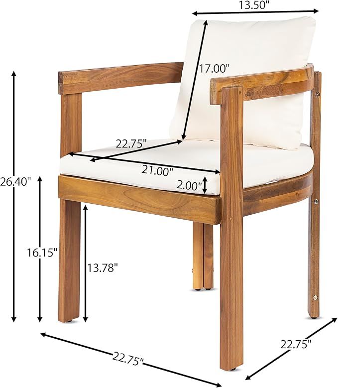 VilroCaz 7-Piece Patio Dining Set for 6, Acacia Wood Dinning Set with 67.75''- 87.25" Expandable Table, 6 Chairs and Cushions, All-Weather Outdoor Conversation Set for Garden Backyard (Teak-ex7)