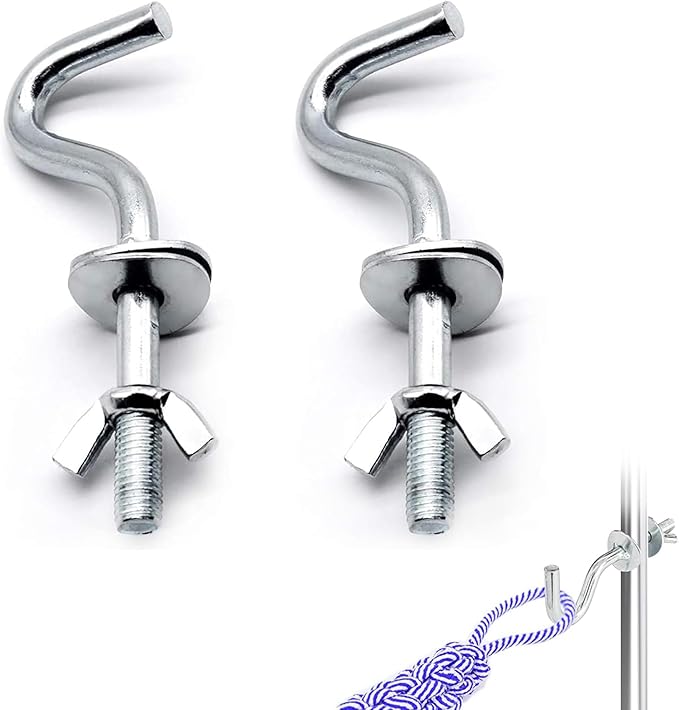 No Rust 3/8 Inch Diameter 2 Pcs Hammock Hooks Galvanized Zinc Hook Heavy Duty Metal Indoor Outdoor Hammocks Replacement Silver Hooks for 1-1/4 to 2 Inch Stand Holes Home Hardware Accessories