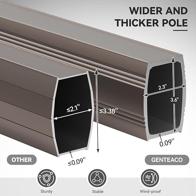 GENTEACO 10X10 FT Cantilever Umbrella with Base Included, Large Offset Patio Umbrella with Double Top, 6 Angle Tilts & 360° Rotation, Large Square Sun Umbrellas for Outdoor Pool Market, Beige