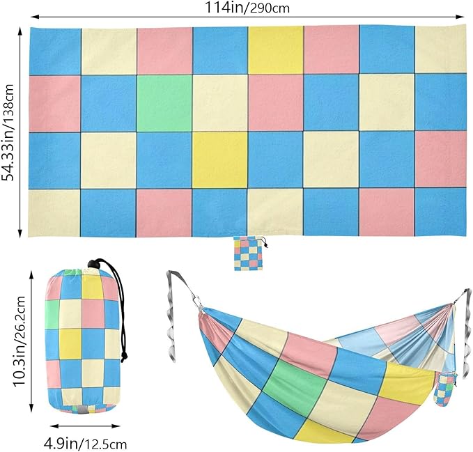 Checkered Plain Blue Green Beige 330lb Capacity Hammocks Portable Hammock for Outside Patio Garden Base para hamacas