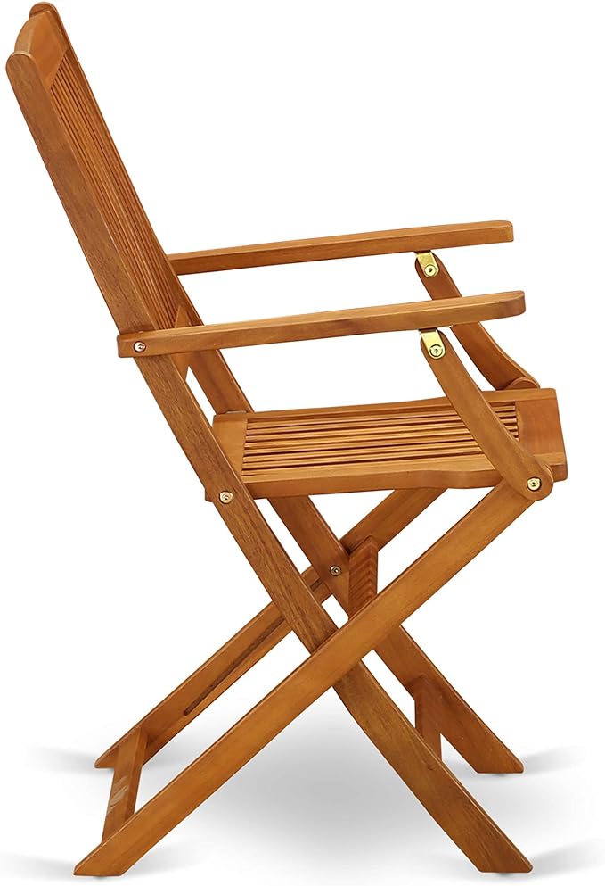 East West Furniture BSCM9CANA 9 Piece Outdoor Patio Dining Sets Includes an Oval Acacia Wood Table and 8 Folding Arm Chairs, 36x78 Inch, Natural Oil