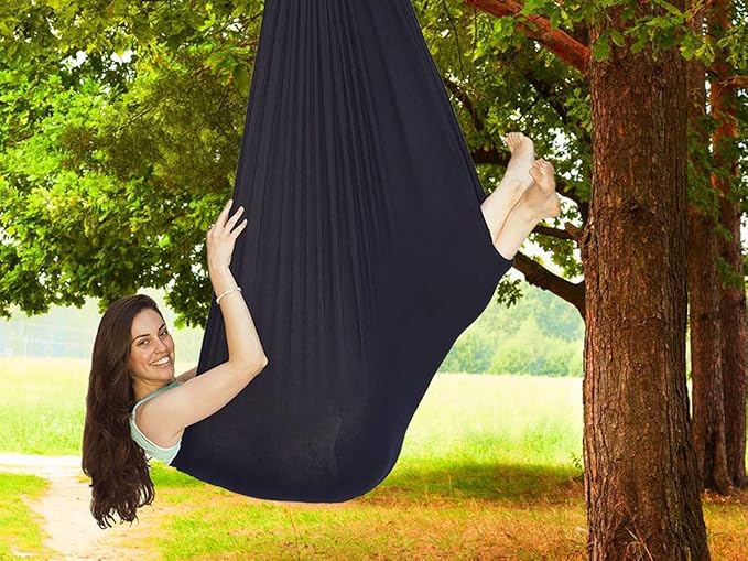 Sensory Swing for Adults Kids Indoor Therapy Swing Outdoor Calming Cuddle Snuggle Hammock Adjustable Durable Fabric Compression Swing for Autism ADHD Aspergers