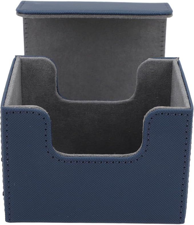 Zunate Card Deck Box with Magnetic Flap Lid, Large Capacity PU Leather Storage Box/Cover for Game Cards and Tarot Cards, Black, Holds Up to 100 (Blue)