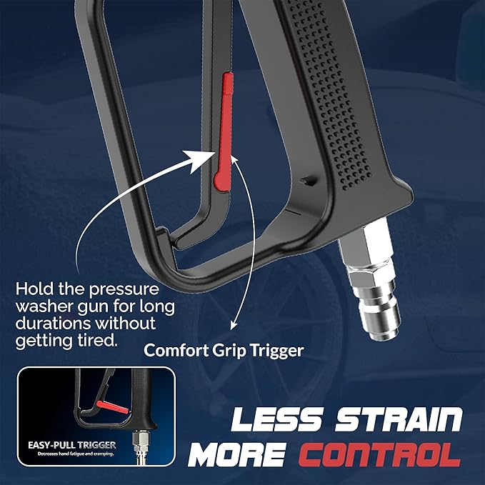 Pressure Washer Gun - 4000 PSI Short Power Washer Gun with 360° Swivel, 3/8" Quick Connect, Heavy Duty Spray Handle for Foam Cannon Car Wash Detailing (Pressure Washer Gun)