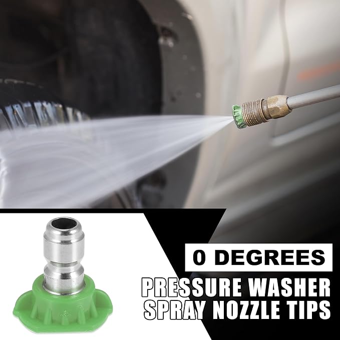 X AUTOHAUX 25 Degrees High Pressure Washer Spray Nozzle Tips Quick Connector Green 5 Pcs