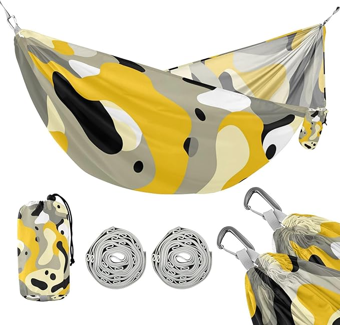 Camouflage Yellow 330lb Capacity Camping Hammock with Portabl Carry Bag Rope Hammock for Outside Camping Essentials hamacas para adultos con soporte