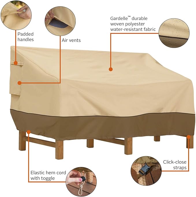 Classic Accessories Veranda Water-Resistant 104 Inch Deep Seated Patio Sofa/Loveseat Cover, Patio Furniture Covers