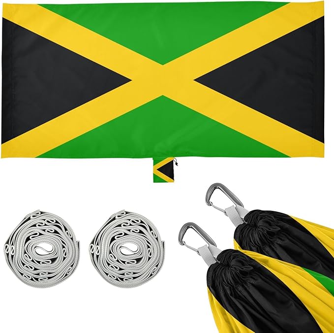 National Flag of Jamaica Hammocks with Portabl Carry Bag Backyard Hammock for Indoor Outdoor Patio