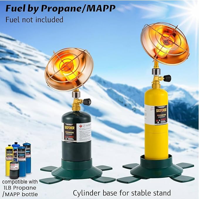 6200BTU Propane Heater with Windproof USB lighter, Gas Heater Camping, Outdoor Propane Heater with Cylinder Stand (Fuel not included)