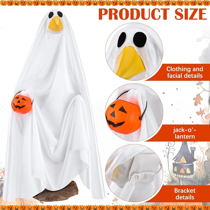 Halloween Goose Outfit Summer Halloween Ghost Porch Outfits Yard Clothes Silly Lawn Shirt for 23'' Cement Plastic Duck Decorations