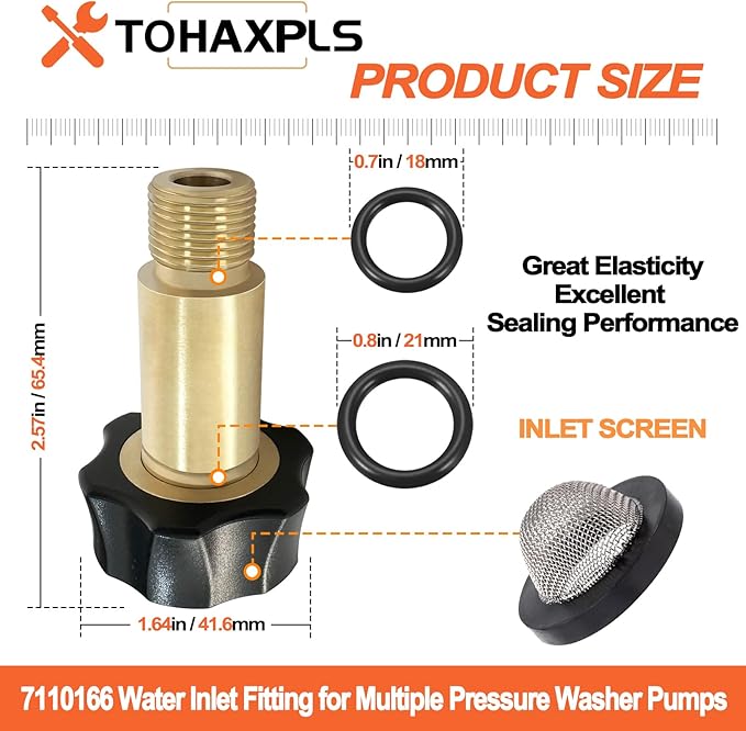 7110166 Pressure Washer Pumps Water Inlet Replacement Fitting Compatible with Simpson Pressure Washer Pumps Models 510020, 520004, 520006