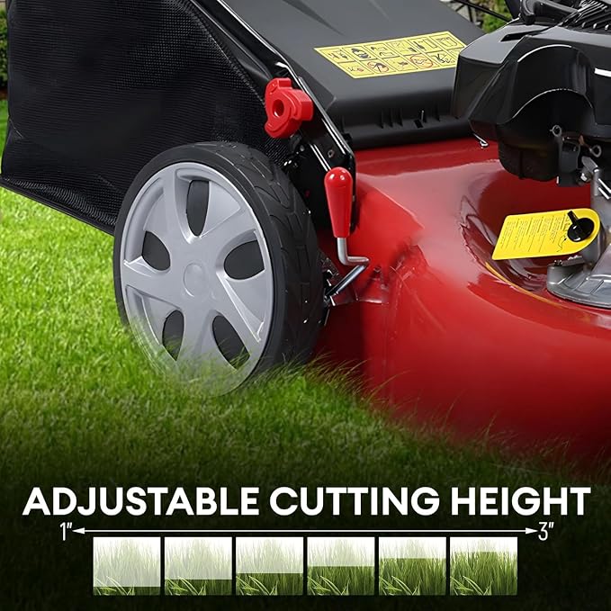 Self Propelled Gas Lawn Mower, Cordless 141cc 4-Stroke Gas Engine Lawn Mower with 20 Inches Blade Walk-Behind Lawn Mover Cordless Push Lawn Mowers Tractors with 50L Grass Tank Big Wheels 285