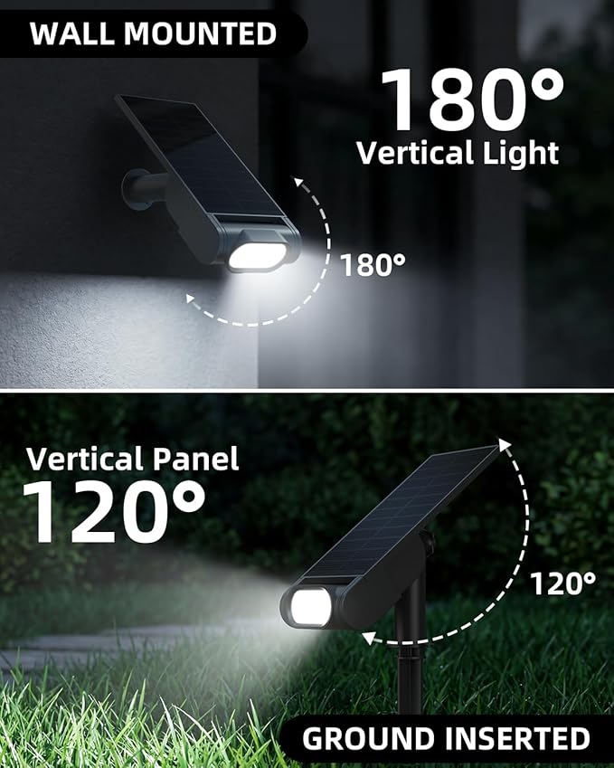EZVALO Solar Spot Lights Outdoor IP67 Waterproof, Adjustable Solar Landscape Lights, 3 Lighting Modes Solar Spotlights for Outside Yard Garden Plant Trees Pathway Flag (Cool White-6Pack)