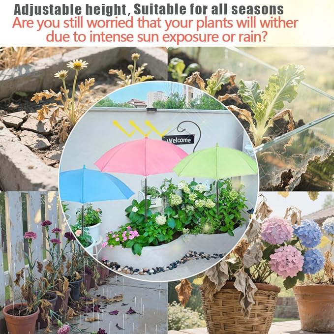 Plant Umbrellas for Outdoor Plants, Garden Umbrella Shade for Plants，Adjustable Height Provides shade cloth for Plants to Protect Their Flowers from Intense Sunlight and Rain(18.8 inches to 35.58 inches)