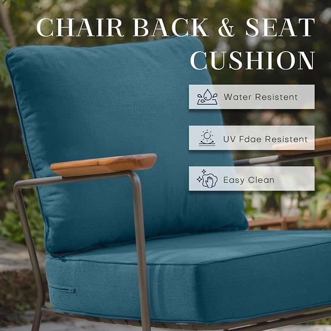 Luxury 24*24*6in Outdoor Patio Cushions, 3 Pieces Malachite Outdoor Cushion | 6in Outdoor Patio Cushions, Water-Resistant, Reversible, Removable Cover, for Patio Chairs Sofa Couch Loveseat