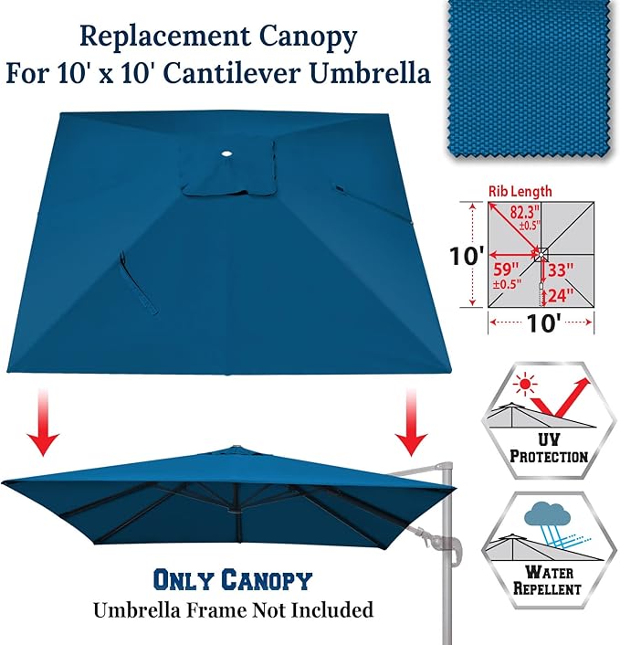 BenefitUSA Outdoor Canopy Top Cover Only Replacement Canopy for 10'x10' ROME Cantilever Patio Umbrella (Canopy Only)