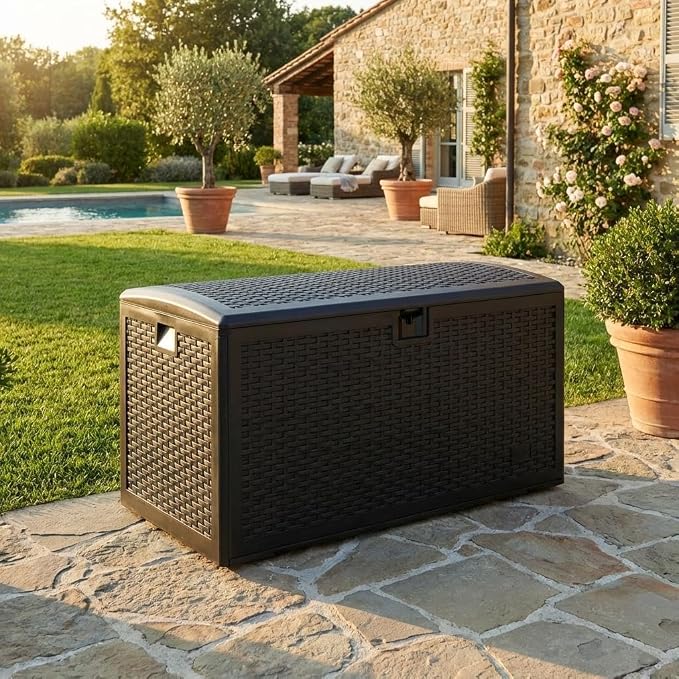 99 Gallon Waterproof Large Resin Deck Box Indoor Outdoor