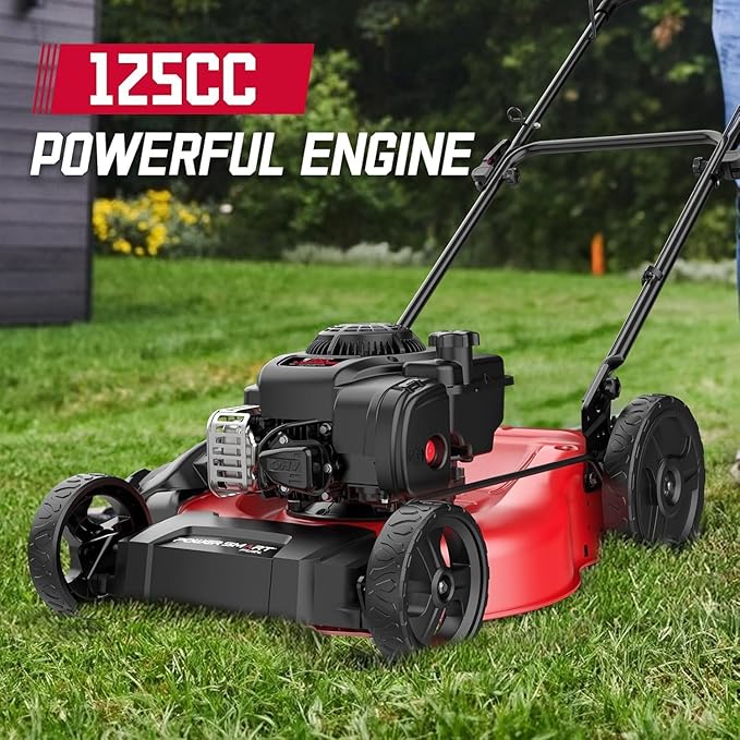 PowerSmart 21" Push Lawn Mower with Briggs&Stratton 125cc Engine, 2-in-1 Mulching and Side Discharge, Easy Assembly & Lightweight, Cordless Push Lawn Mowers for Garden Yard