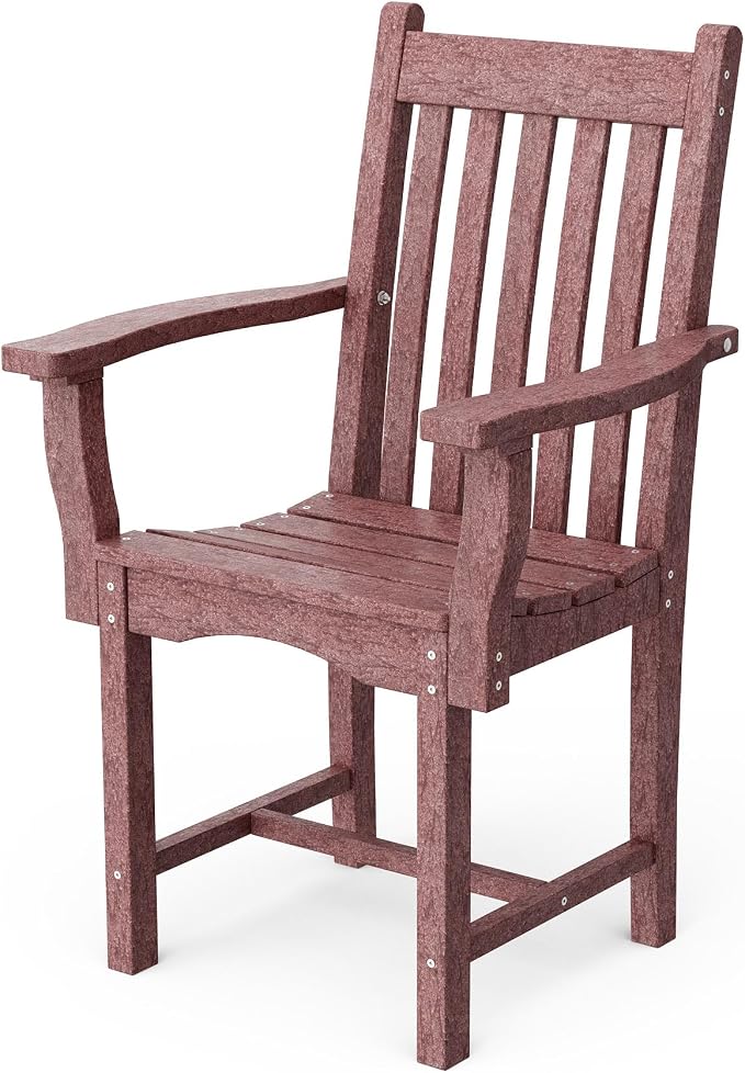 Wildridge Classic 7-Piece 44"x84" Dining Set, Cherrywood - Outdoor Weather Resistant Recycled Plastic Furniture for Patio