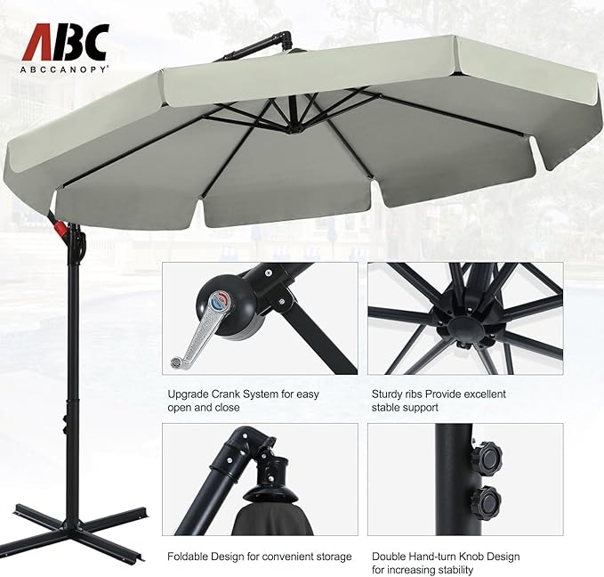 ABCCANOPY Premium Cantilever Patio Umbrellas 9FT (Light Gray)