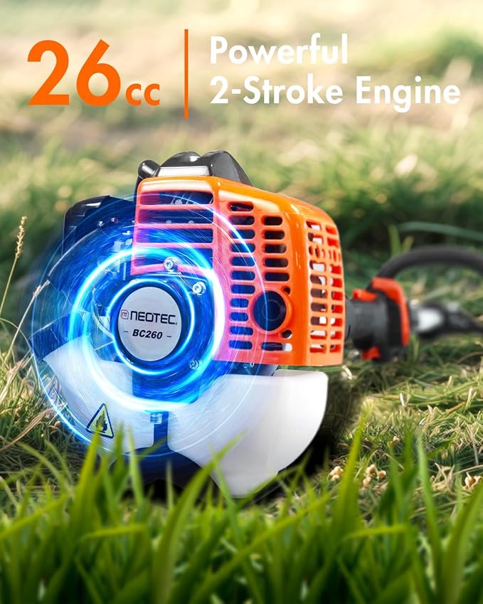 NEO-TEC 26cc 3-in-1 Gas String Trimmer 17" Gas Powered Weed Eater & Weed Wacker, 2-Cycle Lawn Edger & Brush Cutter Lightweight Yard Tool with Shoulder Strap & Rubber Handle