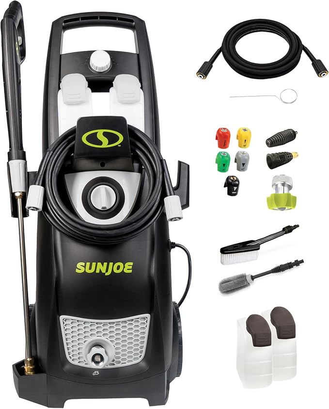Sun Joe Pressure Washer, Electric Power Washer w/Extension Spray Wand and Hose, 2030 Max PSI (PWMA Rated)-Portable Cleaning & Washing Machine System for Patios, Decks & Sidewalks, SPX3000-PK1