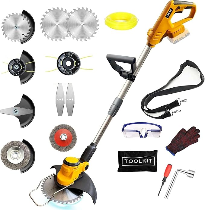 Cordless Weed Wacker for Dewalt 20V Battery, 4 in 1 Weed Eater Battery Powered, 1300W Lightweight Electric Weed Wacker, String Trimmer, Brush Cutter for Lawn, Yard and Bush Trimming (No Battery)
