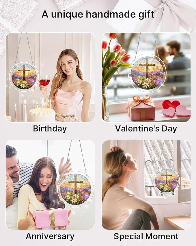 Acrylic Suncatcher Puzzle, Garden of Holy Light-7.4 in | DIY Suncatcher Puzzle Kits for Adults, Acrylic Jigsaw Puzzle Suncatcher, Garden&Window Hanging Decor, Unique Gift