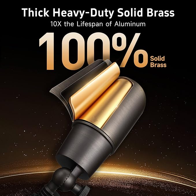 Gardenreet LED Spot Light Outdoor - Die-Cast Brass 12V Uplighting Waterproof, Low Voltage Landscape Lights Metal, Bronze for Fence Fountain with Warm White MR16 Replaceable Bulbs (12 Pack)