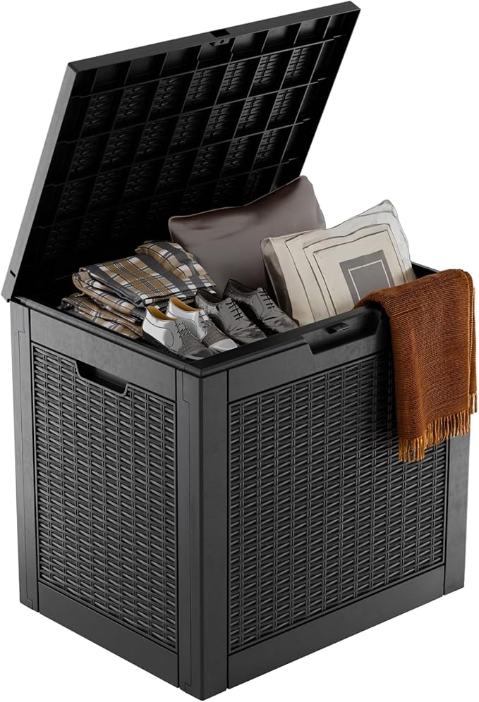 EasyUp 36 Gallon Deck Box Small Deck Box for Indoor and Outdoor,Waterproof Storage Boxs for Patio Furniture,Garden Tools