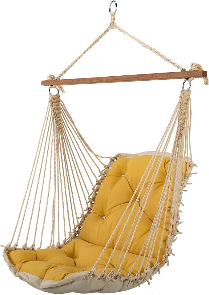 Hatteras Hammocks Sunbrella Spectrum Daffodil Tufted Single Swing | 300 LB Weight Capacity | Handcrafted in The USA | Indoor & Outdoor Use