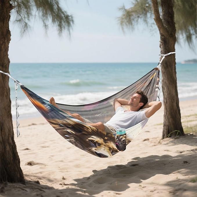 Hammocks for Outside Lion Camping Hammock Portable Hammocks with Tree Straps and Carry Bag Camping Accessories for Hiking Beach Outdoor