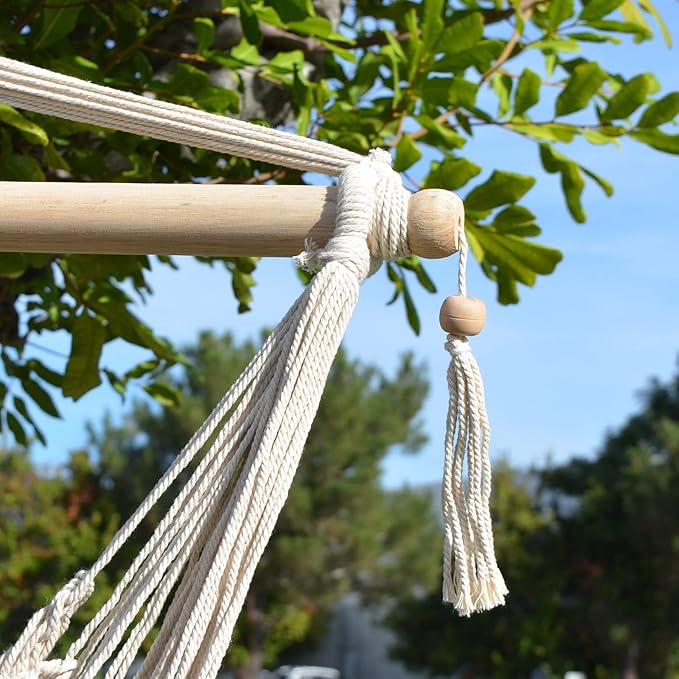 Strong Camel Hanging Caribbean Polyester Hammock Chair 48 Inch (White)
